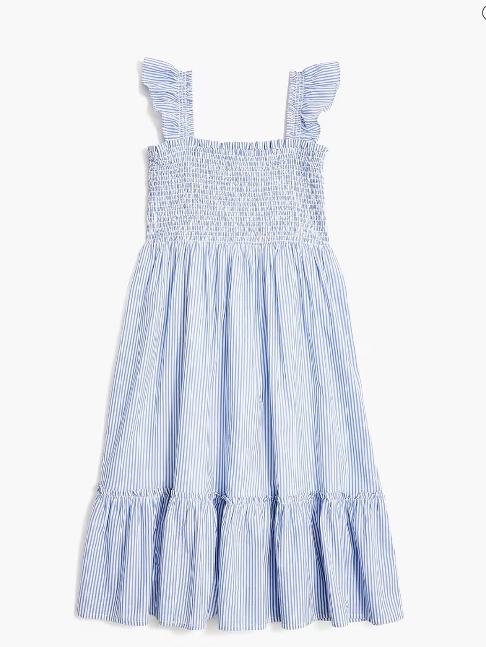 JCrew crew Cuts Girls' striped ruffle-sleeve tiered dress Blue and white sz8